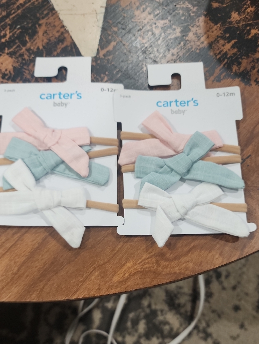Carter's Pastel Bow Headband Trio - Pink, Mint, White 2 Sets NWT